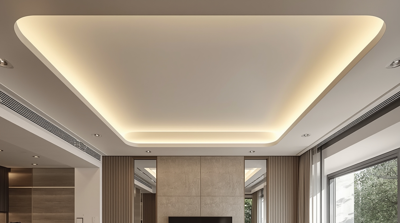 Flourishvita stretch ceiling project in a modern living room